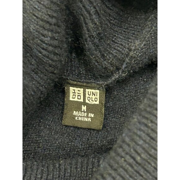 Uniqlo Sweater Women's Medium Pullover 100% Cashmere Turtleneck Navy Blue - Picture 3 of 9